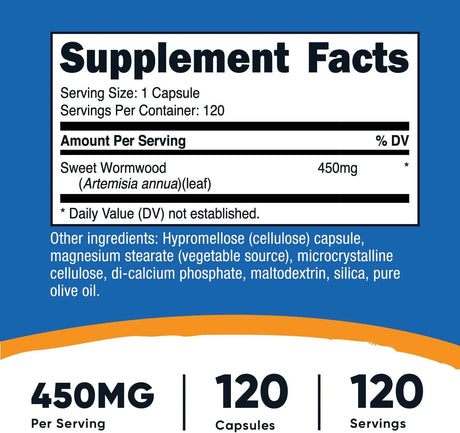 NUTRICOST - Nutricost Wormwood 450Mg. 120 Capsulas - The Red Vitamin MX - Suplementos Alimenticios - {{ shop.shopifyCountryName }}