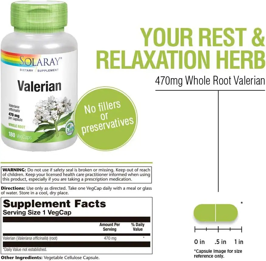 SOLARAY - SOLARAY Valerian 470Mg. 180 Capsulas - The Red Vitamin MX - Suplementos Alimenticios - {{ shop.shopifyCountryName }}