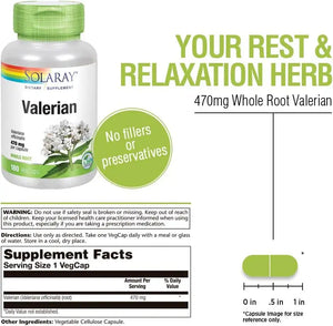 SOLARAY - SOLARAY Valerian 470Mg. 180 Capsulas - The Red Vitamin MX - Suplementos Alimenticios - {{ shop.shopifyCountryName }}