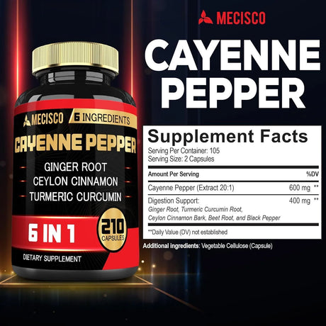 MECISCO - Mecisco 6in1 Cayenne Pepper 210 Capsulas - The Red Vitamin MX - Suplementos Alimenticios - {{ shop.shopifyCountryName }}