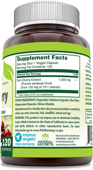 Herbal Secrets Tart Cherry 10:1 1200Mg. 120 Capsulas