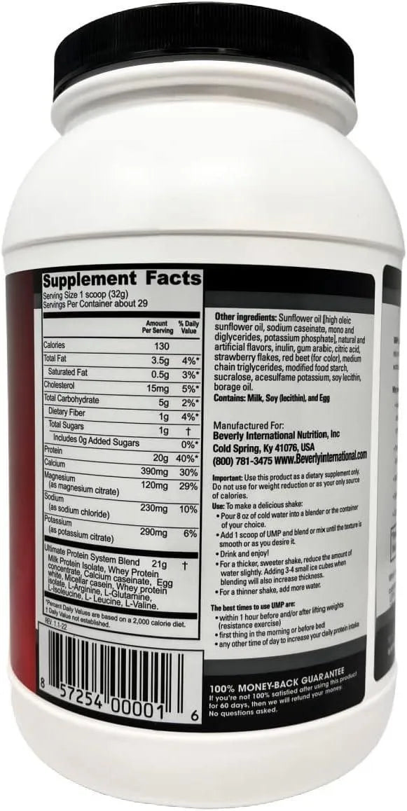 BEVERLY INTERNATIONAL - Beverly International UMP Protein Powder Unique Whey-Casein Ratio Strawberry 930Gr. - The Red Vitamin MX - Suplementos Alimenticios - {{ shop.shopifyCountryName }}