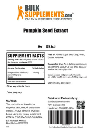 BULK SUPPLEMENTS - Bulk Supplements Pumpkin Seed Extract Powder 1 Kg. - The Red Vitamin MX - Suplementos Alimenticios - {{ shop.shopifyCountryName }}