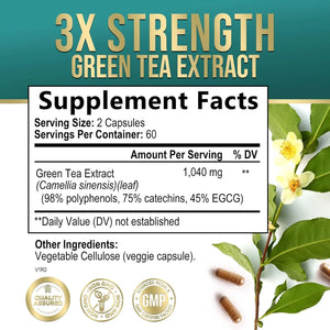 NATURE'S NUTRITION - Nature's Nutrition Green Tea Extract 1040Mg. 120 Capsulas - The Red Vitamin MX - Suplementos Alimenticios - {{ shop.shopifyCountryName }}