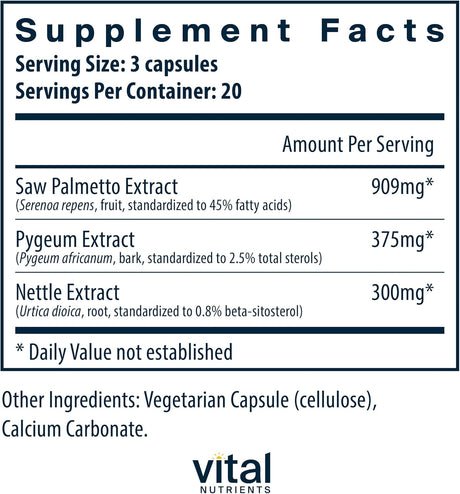 VITAL NUTRIENTS - Vital Nutrients Saw Palmetto with Pygeum & Nettle Root 60 Capsulas - The Red Vitamin MX - Suplementos Alimenticios - {{ shop.shopifyCountryName }}