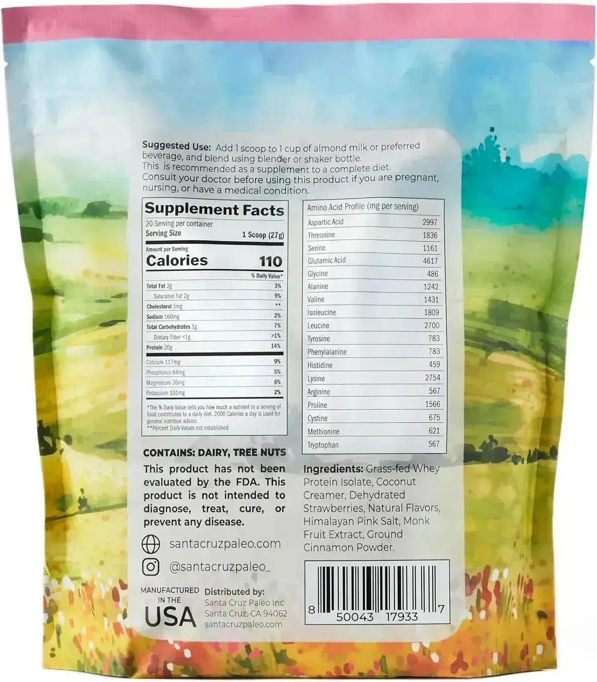 SANTA CRUZ PALEO - Santa Cruz Paleo Whey Protein Powder Grass Fed 20 Servicios Strawberry 538Gr. - The Red Vitamin MX - Suplementos Alimenticios - {{ shop.shopifyCountryName }}