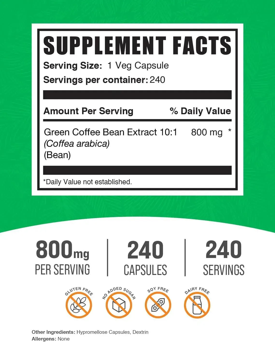 BULK SUPPLEMENTS - Bulk Supplements Green Coffee Bean Extract 8000Mg. 240 Capsulas - The Red Vitamin MX - Suplementos Alimenticios - {{ shop.shopifyCountryName }}