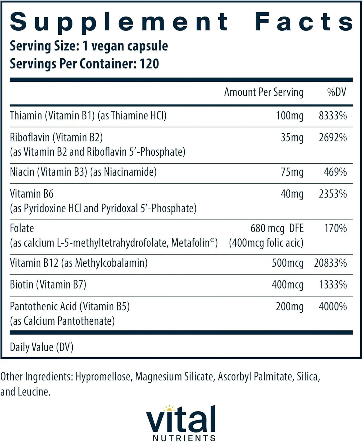 VITAL NUTRIENTS - Vital Nutrients Vitamin B-Complex 120 Capsulas - The Red Vitamin MX - Suplementos Alimenticios - {{ shop.shopifyCountryName }}