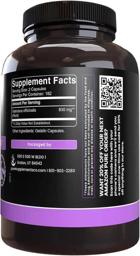 PURE ORIGINAL INGREDIENTS - Pure Original Ingredients Valerian Root 365 Capsulas - The Red Vitamin MX - Suplementos Alimenticios - {{ shop.shopifyCountryName }}