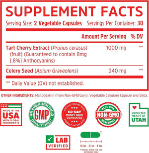 Zhou Tart Cherry Extract with Celery Seed 60 Capsulas