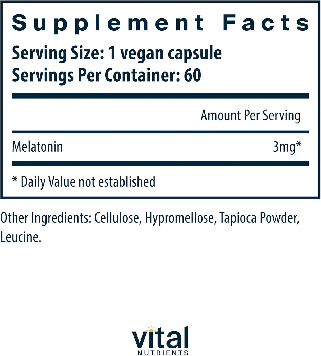 VITAL NUTRIENTS - Vital Nutrients Melatonin 3Mg. 60 Capsulas - The Red Vitamin MX - Suplementos Alimenticios - {{ shop.shopifyCountryName }}