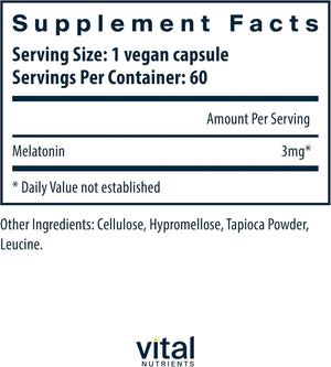 VITAL NUTRIENTS - Vital Nutrients Melatonin 3Mg. 60 Capsulas - The Red Vitamin MX - Suplementos Alimenticios - {{ shop.shopifyCountryName }}