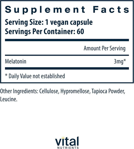 VITAL NUTRIENTS - Vital Nutrients Melatonin 3Mg. 60 Capsulas - The Red Vitamin MX - Suplementos Alimenticios - {{ shop.shopifyCountryName }}