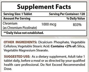 BEST NATURALS - Best Naturals Chromium Picolinate 1000mcg 120 Tabletas 2 Pack - The Red Vitamin MX - Suplementos Alimenticios - {{ shop.shopifyCountryName }}