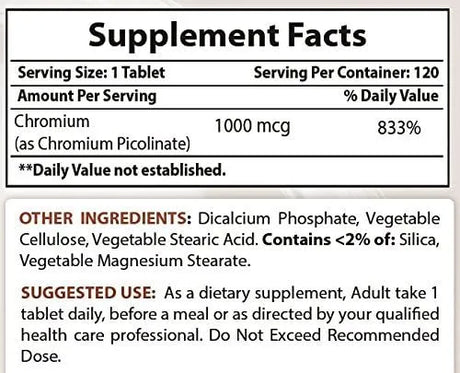 BEST NATURALS - Best Naturals Chromium Picolinate 1000mcg 120 Tabletas 2 Pack - The Red Vitamin MX - Suplementos Alimenticios - {{ shop.shopifyCountryName }}