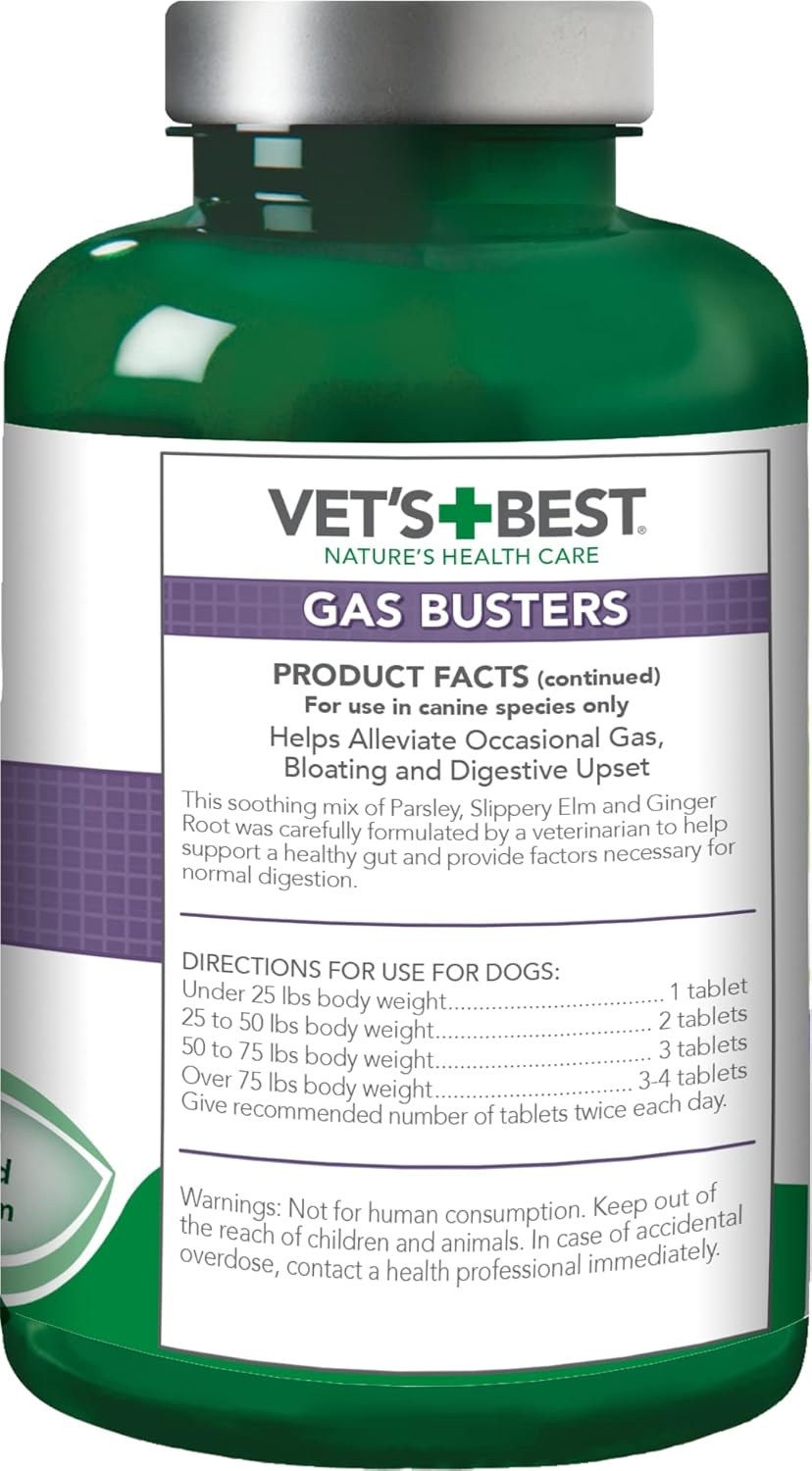 Vet's Best Gas Busters Digestive Support for Dogs 90 Tabletas Masticables