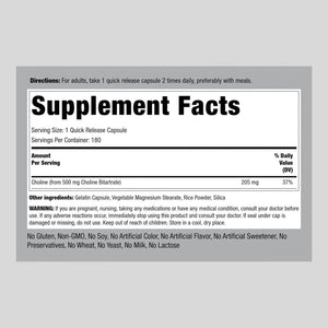 PIPING ROCK - Piping Rock Choline Bitartrate 500Mg. 180 Capsulas - The Red Vitamin MX - Suplementos Alimenticios - {{ shop.shopifyCountryName }}