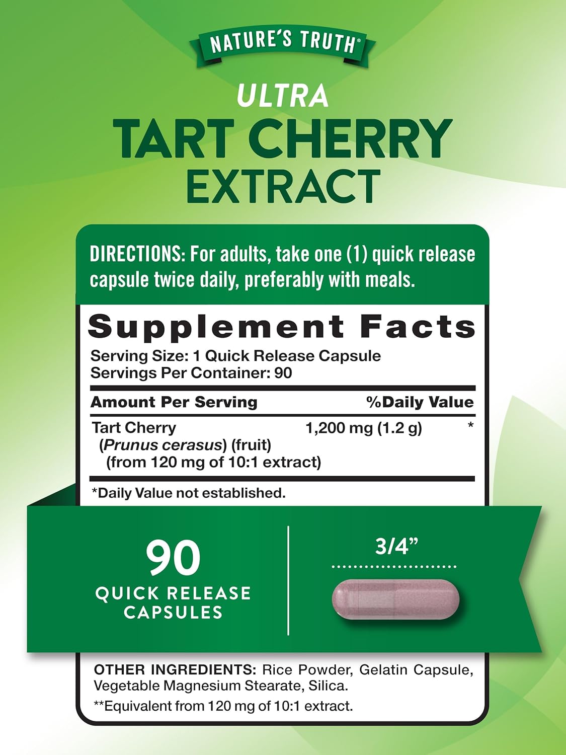 Nature's Truth Tart Cherry Extract 1200Mg. 90 Capsulas