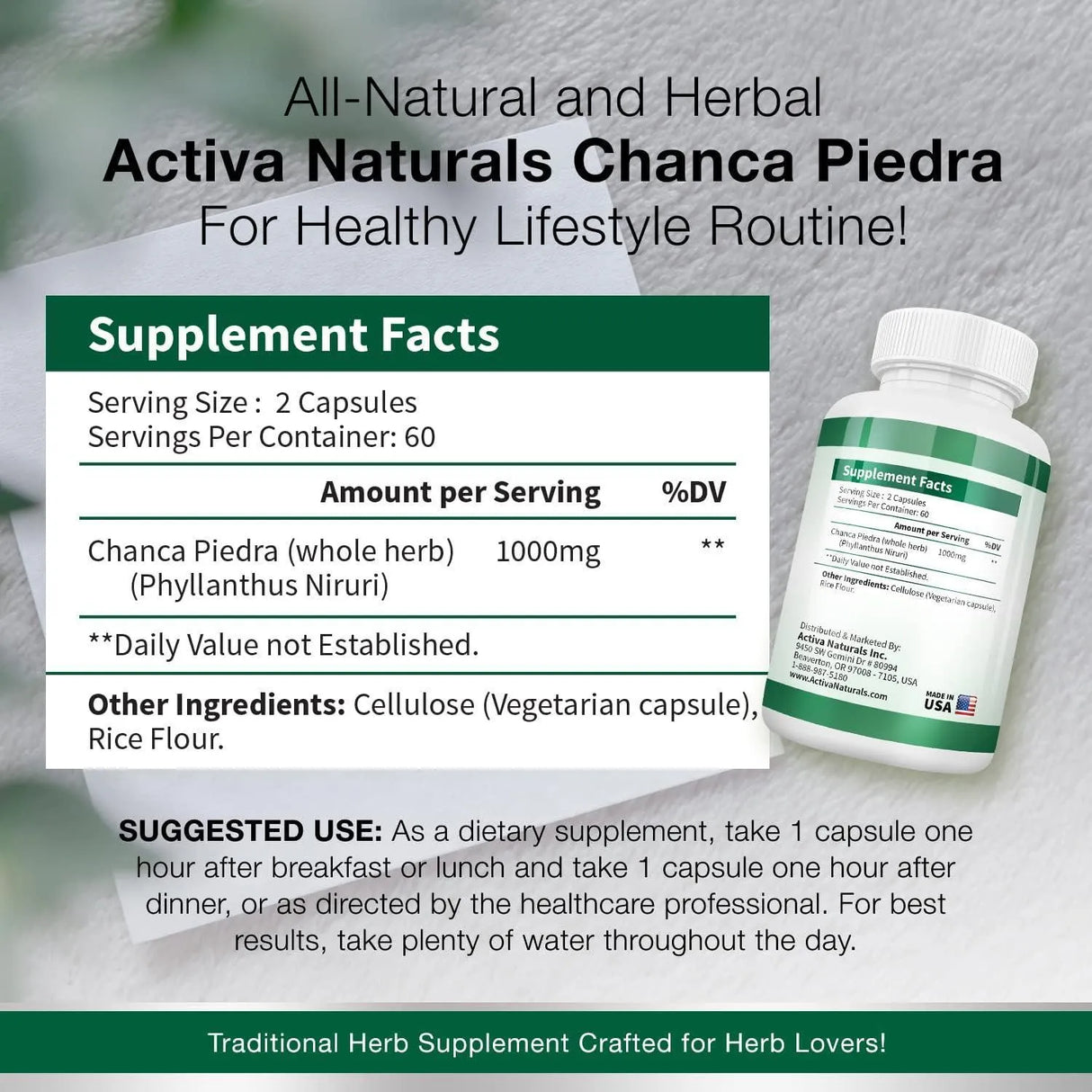 ACTIVA NATURALS - Activa Naturals Chanca Piedra with Phyllanthus Niruri Herb Extract 120 Capsulas - The Red Vitamin MX - Suplementos Alimenticios - {{ shop.shopifyCountryName }}