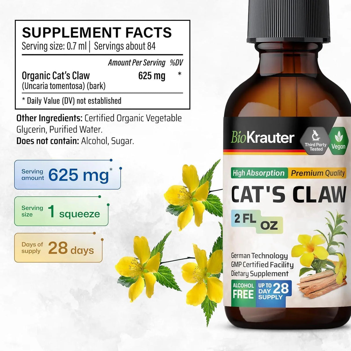 BIOKRAUTER - BIO KRAUTER Cats Claw Herbal Liquid Extract 2 Fl.Oz. - The Red Vitamin MX - Suplementos Alimenticios - {{ shop.shopifyCountryName }}