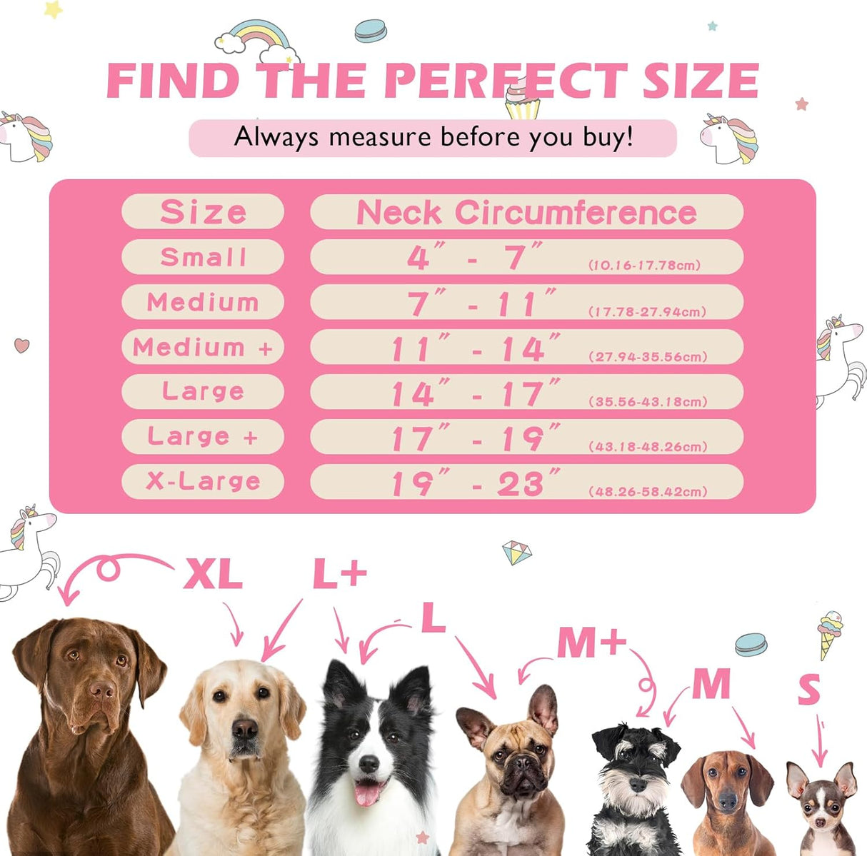 IEUUMLER Inflatable Recovery Dog Collar UNICORN LARGE Neck:14''-17''
