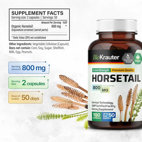 BIOKRAUTER - BIO KRAUTER Horsetail Herb 800Mg. 100 Capsulas - The Red Vitamin MX - Suplementos Alimenticios - {{ shop.shopifyCountryName }}