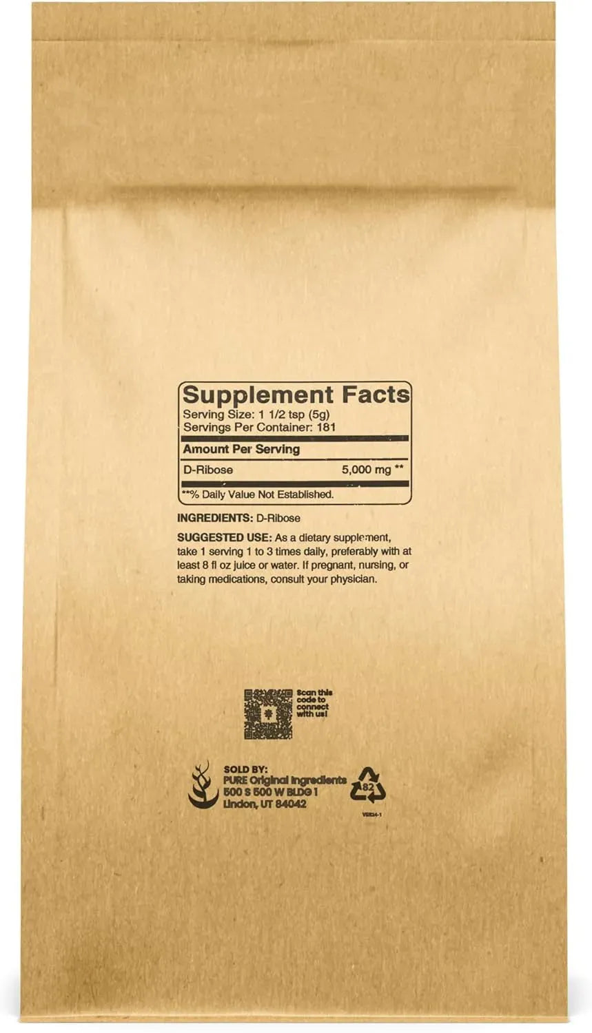 PURE ORIGINAL INGREDIENTS - Pure Original Ingredients D-Ribose 907Gr. - The Red Vitamin MX - Suplementos Alimenticios - {{ shop.shopifyCountryName }}