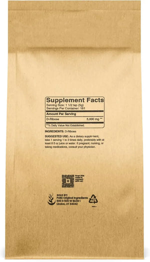 PURE ORIGINAL INGREDIENTS - Pure Original Ingredients D-Ribose 907Gr. - The Red Vitamin MX - Suplementos Alimenticios - {{ shop.shopifyCountryName }}