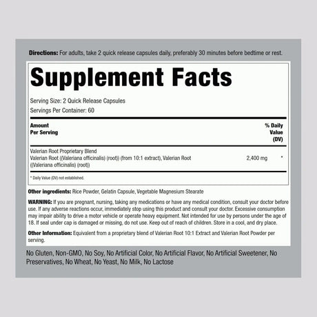 PIPING ROCK - Piping Rock Valerian Root Extract 2400Mg. 120 Capsulas - The Red Vitamin MX - Suplementos Alimenticios - {{ shop.shopifyCountryName }}