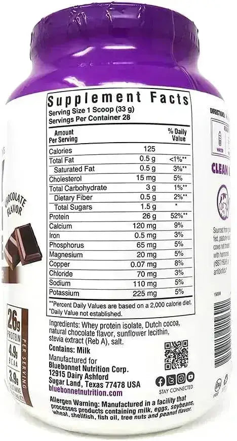 BLUEBONNET NUTRITION - Bluebonnet Nutrition Whey Protein Isolate Powder Whey from Grass Fed Cows Chocolate 924Gr. - The Red Vitamin MX - Suplementos Alimenticios - {{ shop.shopifyCountryName }}