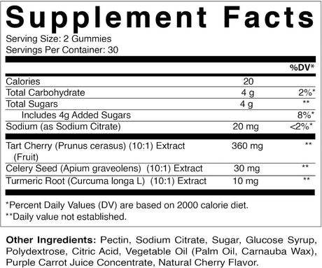 Vitamatic Tart Cherry with Celery Seed Gummies 60 Gomitas