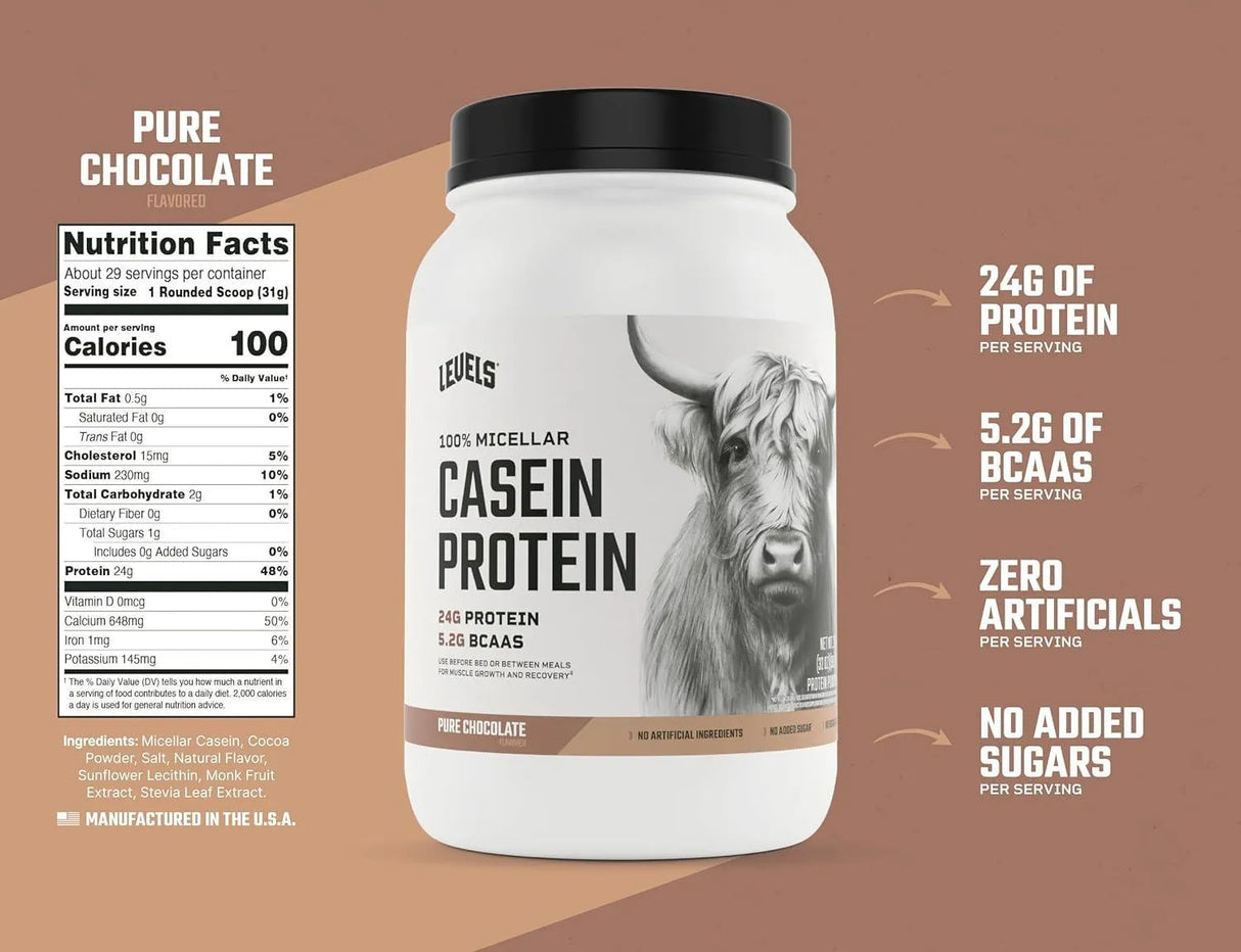 LEVELS - Levels 100% Micellar Casein Protein Chocolate 2 Lb. - The Red Vitamin MX - Suplementos Alimenticios - {{ shop.shopifyCountryName }}