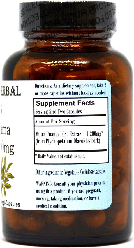 Barlowe's Herbal Elixirs Muira Puama 10:1 Extract 600Mg. 60 Capsulas