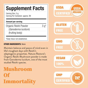 NATURE RESTORE - Nature Restore Certified Organic Reishi Mushroom Powder 283Gr. - The Red Vitamin MX - Suplementos Alimenticios - {{ shop.shopifyCountryName }}