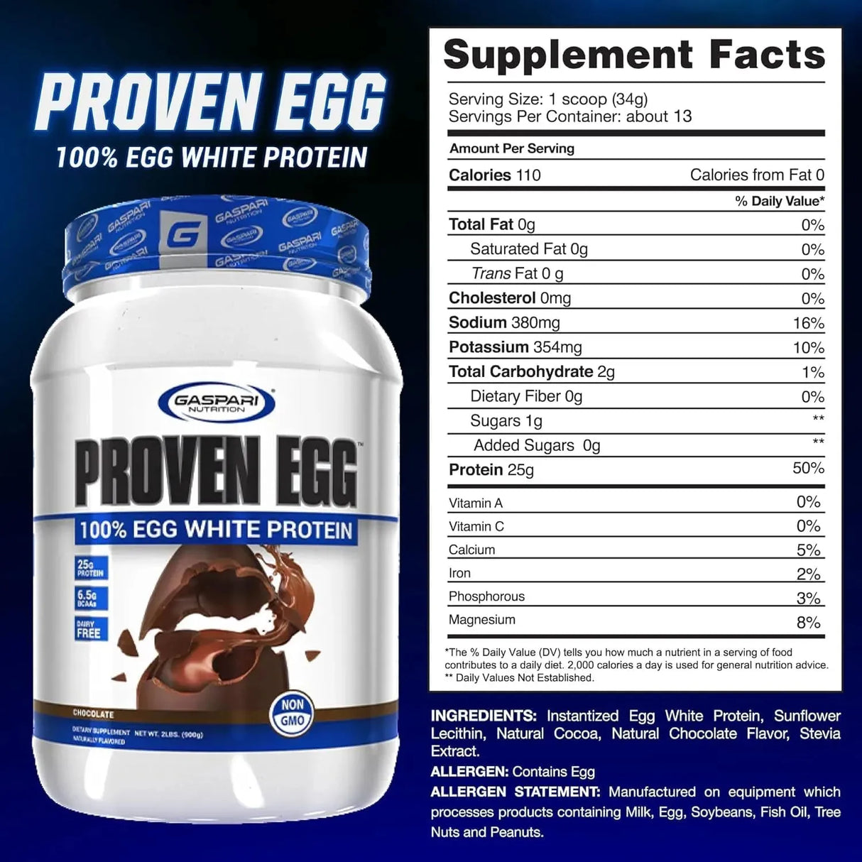 GASPARI NUTRITION - Gaspari Nutrition Proven Egg 100% Egg White Protein Chocolate 453Gr. - The Red Vitamin MX - Suplementos Alimenticios - {{ shop.shopifyCountryName }}