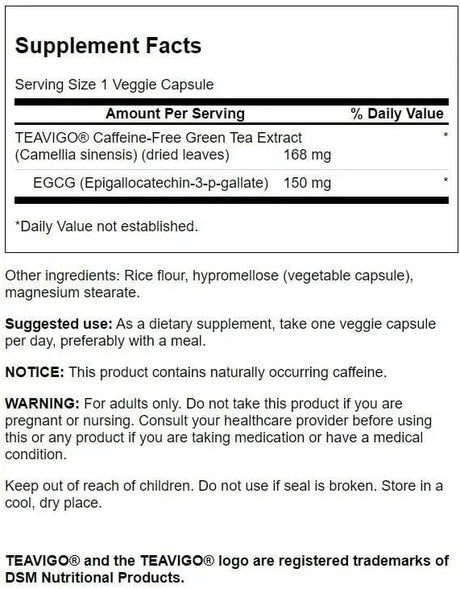 SWANSON - Swanson Teavigo Green Tea Extract 30 Capsulas - The Red Vitamin MX - Suplementos Alimenticios - {{ shop.shopifyCountryName }}