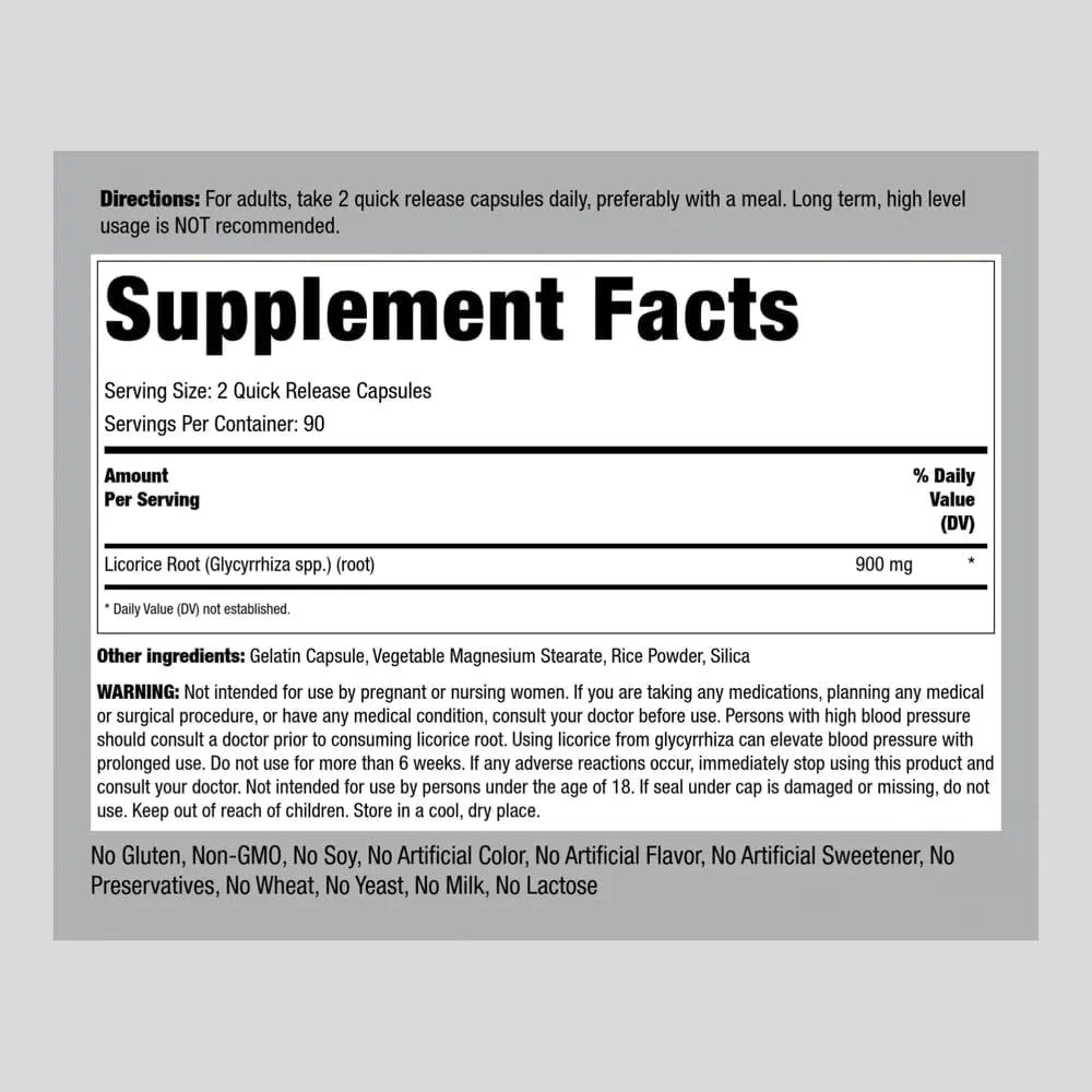 PIPING ROCK - Piping Rock Licorice Root Extract 900Mg. 180 Capsulas - The Red Vitamin MX - Suplementos Alimenticios - {{ shop.shopifyCountryName }}