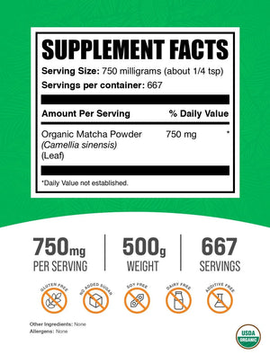 BULK SUPPLEMENTS - Bulk Supplements Organic Matcha Powder 500Gr. - The Red Vitamin MX - Suplementos Alimenticios - {{ shop.shopifyCountryName }}