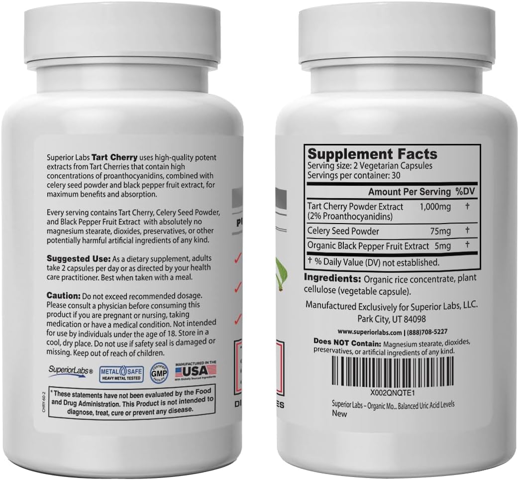 Superior Labs Tart Cherry 1000Mg. 60 Capsulas