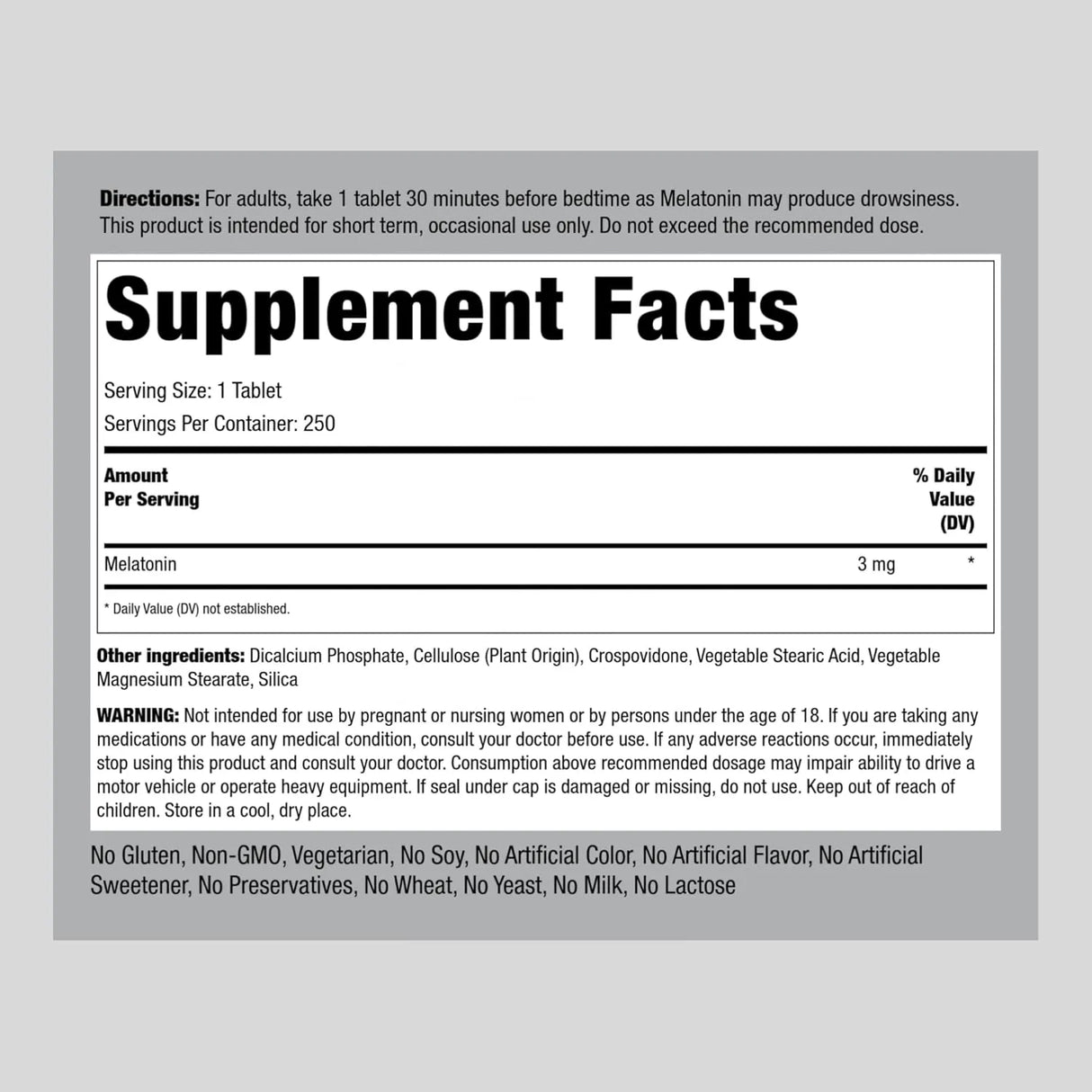 PIPING ROCK - Piping Rock Melatonin 3Mg. 250 Tabletas - The Red Vitamin MX - sup - {{ shop.shopifyCountryName }}