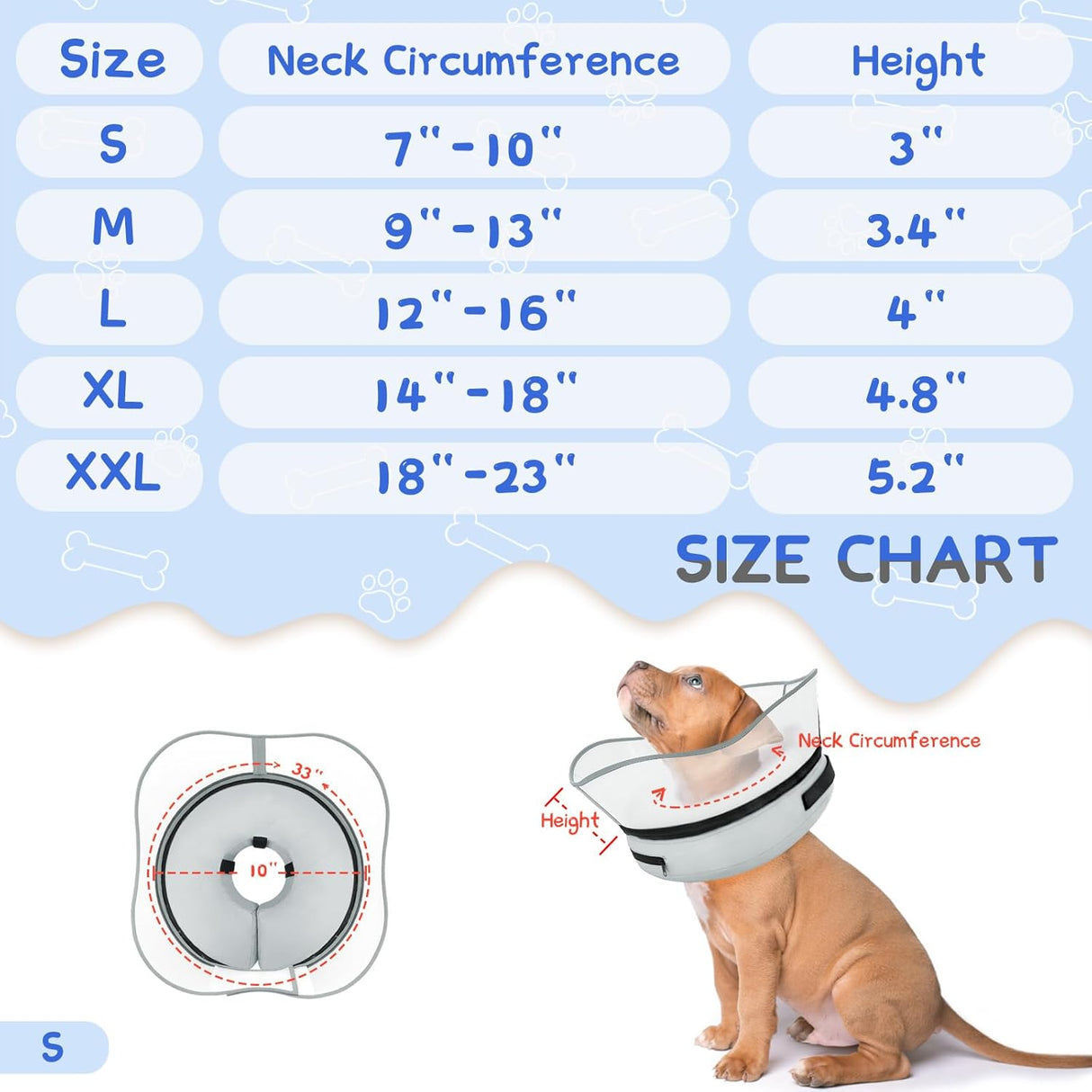 Supet Raised Inflatable Dog Cone Collar SMALL