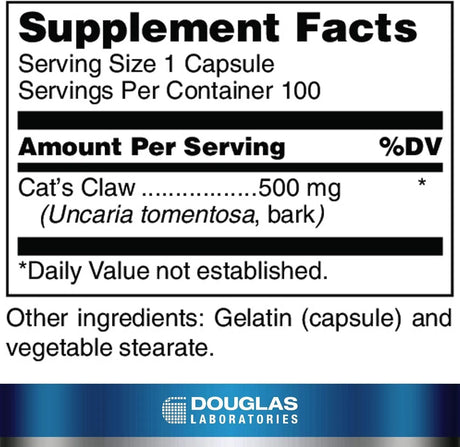 DOUGLAS LABORATORIES - Douglas Laboratories Cat's Claw 100 Capsulas - The Red Vitamin MX - Suplementos Alimenticios - {{ shop.shopifyCountryName }}