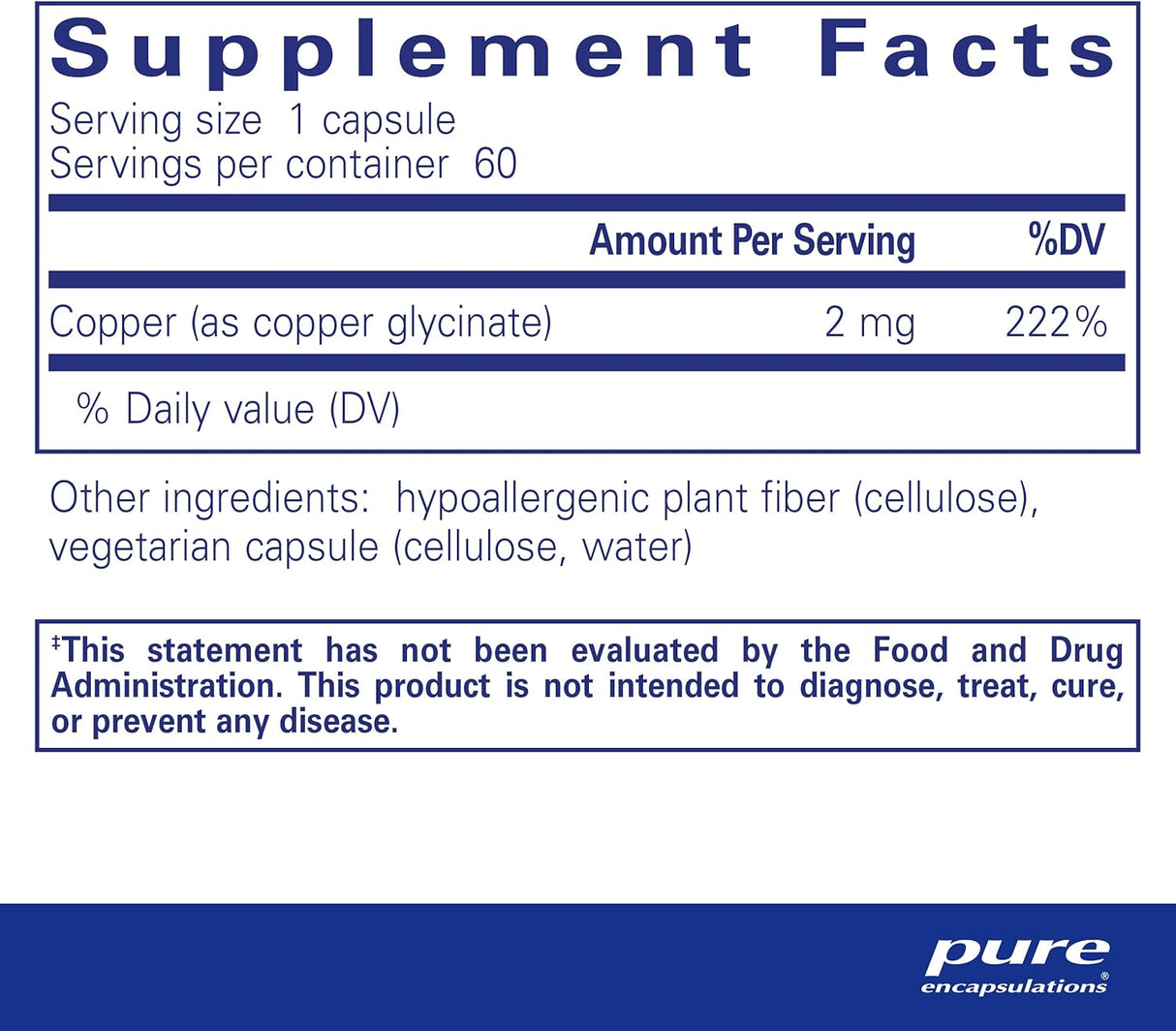 Pure Encapsulations Copper Glycinate 60 Capsulas