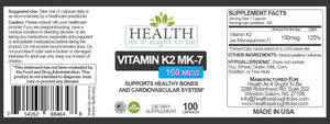 HEALTH AS IT OUGHT TO BE - Health As It Ought To Be Vitamin K2 MK7 150mcg 100 Capsulas - The Red Vitamin MX - Suplementos Alimenticios - {{ shop.shopifyCountryName }}