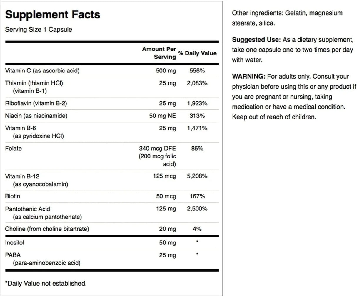 SWANSON - Swanson Vitamin B-Complex w/Vitamin C 100 Capsulas - The Red Vitamin MX - Suplementos Alimenticios - {{ shop.shopifyCountryName }}