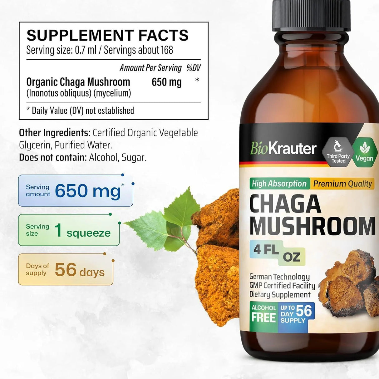 BIOKRAUTER - BIO KRAUTER Chaga Mushroom Extract 4 Fl.Oz. - The Red Vitamin MX - Suplementos Alimenticios - {{ shop.shopifyCountryName }}