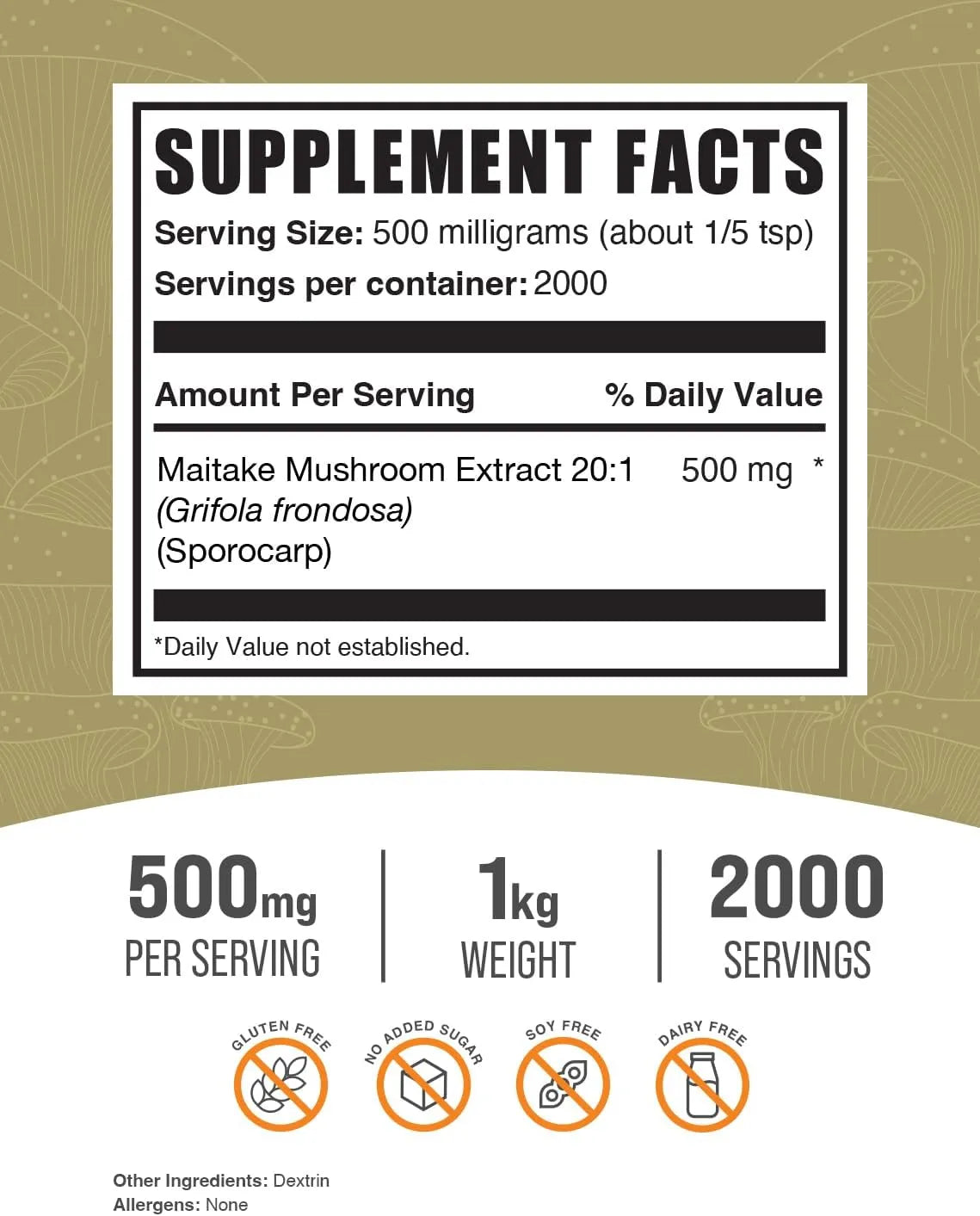 BULK SUPPLEMENTS - Bulk Supplements Maitake Mushroom Extract Powder 1 Kg. - The Red Vitamin MX - Suplementos Alimenticios - {{ shop.shopifyCountryName }}