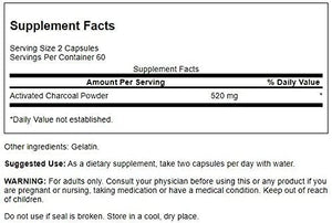 Swanson Activated Charcoal 260Mg. 120 Capsulas 2 Pack