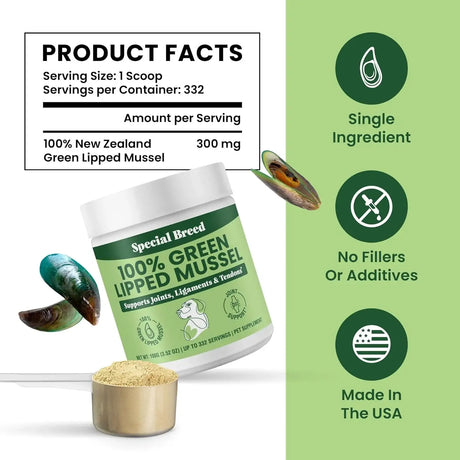 SPECIAL BREED - Special Breed Green Lipped Mussel Powder for Dogs & Cats 100Gr. - The Red Vitamin MX - Cuidado De Cadera Y Articulaciones Para Perros - {{ shop.shopifyCountryName }}