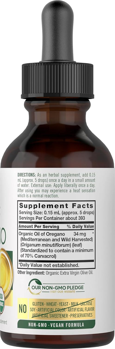 Carlyle Organic Oil of Oregano Liquid Drops 2 Fl.Oz.